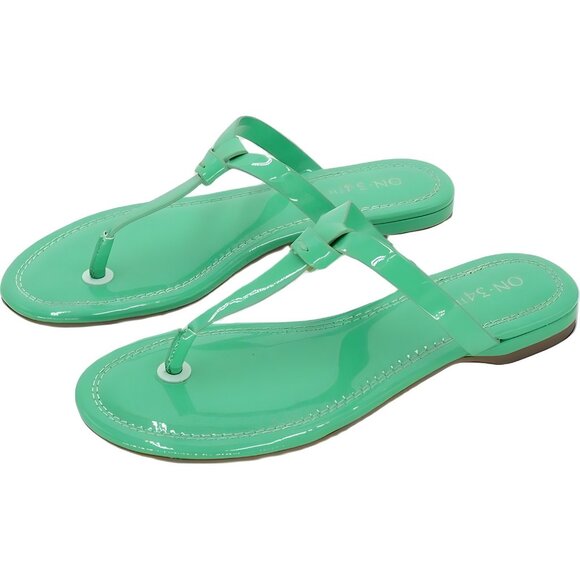 On 34th Galinaa Bright Green Thong Flip Flop Sandals Women's US 6M - Picture 2 of 6